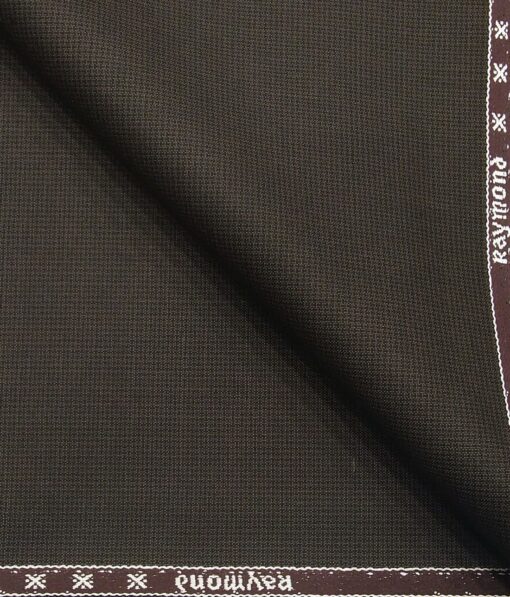 Raymond Coffee Brown  Polyester Viscose Self Structured Unstitched Suiting Fabric - 3.75 Meter