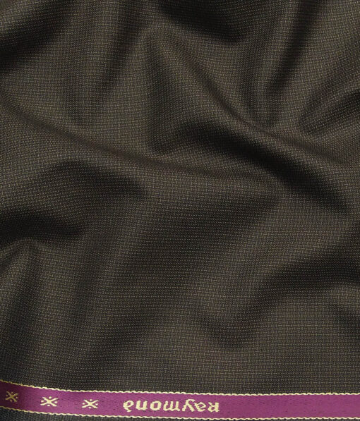 Raymond Coffee Brown Polyester Viscose Structured Unstitched Suiting Fabric- 3.75 Meter