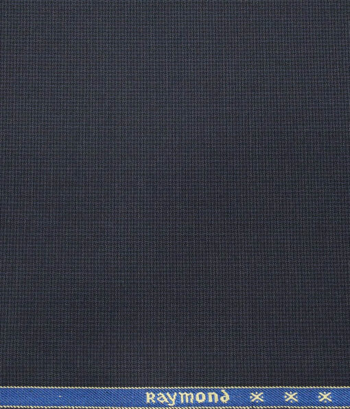 Raymond Dark Blue  Polyester Viscose Self Structured Unstitched Suiting Fabric - 3.75 Meter