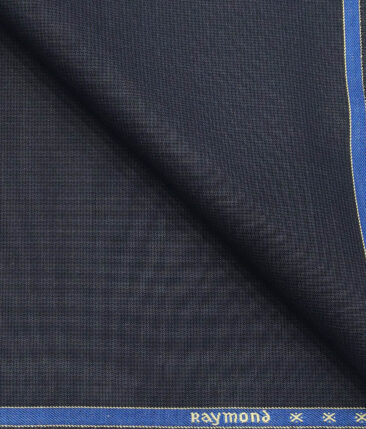 Raymond Dark Blue  Polyester Viscose Self Structured Unstitched Suiting Fabric - 3.75 Meter