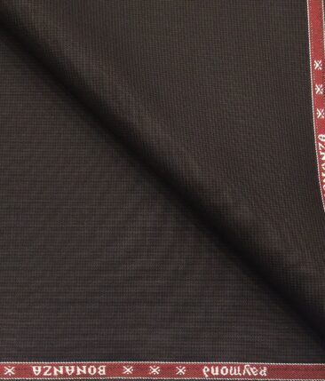 Raymond Dark Choclate Brown  Polyester Viscose Self Structured Unstitched Suiting Fabric - 3.75 Meter