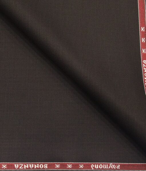 Raymond Dark Choclate Brown  Polyester Viscose Self Structured Unstitched Suiting Fabric - 3.75 Meter