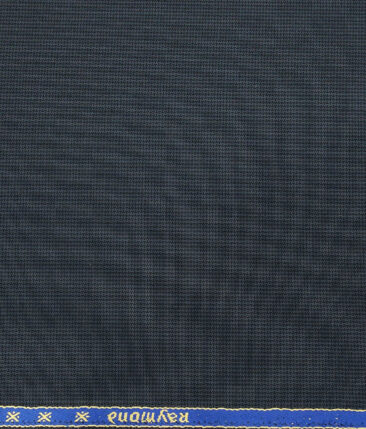 Raymond Dark Firozi Blue Polyester Viscose Self Structured Unstitched Suiting Fabric - 3.75 Meter