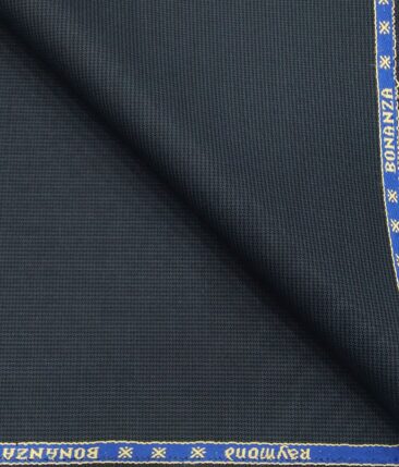 Raymond Dark Firozi Blue Polyester Viscose Self Structured Unstitched Suiting Fabric - 3.75 Meter