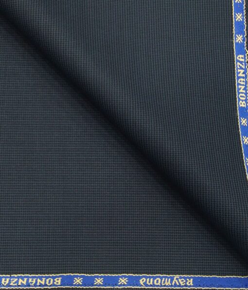 Raymond Dark Firozi Blue Polyester Viscose Self Structured Unstitched Suiting Fabric - 3.75 Meter
