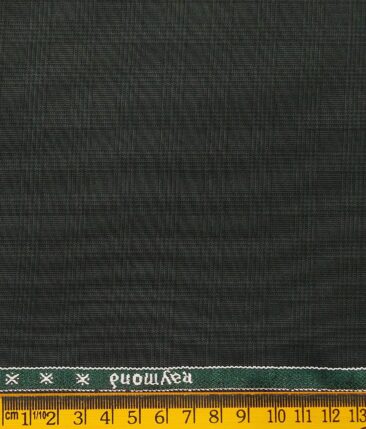 Raymond Dark Green Polyester Viscose Self Checks Unstitched Suiting Fabric - 3.75 Meter