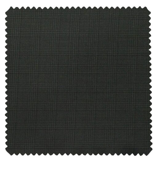 Raymond Dark Green Polyester Viscose Self Checks Unstitched Suiting Fabric - 3.75 Meter