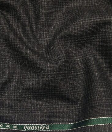 Raymond Dark Grey Polyester Viscose Self Checks Unstitched Suiting Fabric - 3.75 Meter
