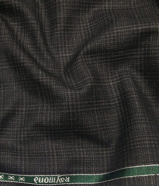 Raymond Dark Grey Polyester Viscose Self Checks Unstitched Suiting Fabric - 3.75 Meter