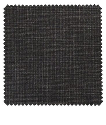 Raymond Dark Grey Polyester Viscose Self Checks Unstitched Suiting Fabric - 3.75 Meter