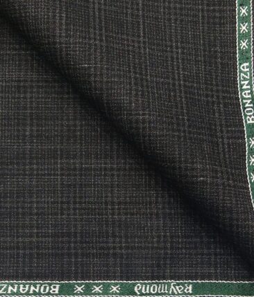 Raymond Dark Grey Polyester Viscose Self Checks Unstitched Suiting Fabric - 3.75 Meter