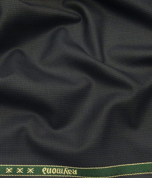 Raymond Dark Sea Green Polyester Viscose Self Structured Unstitched Suiting Fabric - 3.75 Meter
