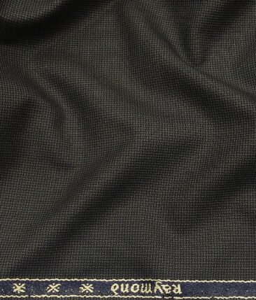 Raymond Dark Greenish Grey Polyester Viscose Structured Unstitched Suiting Fabric - 3.75 Meter