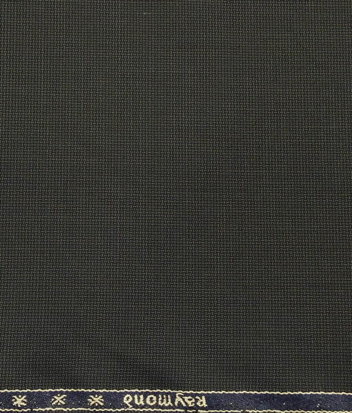 Raymond Dark Greenish Grey Polyester Viscose Structured Unstitched Suiting Fabric - 3.75 Meter