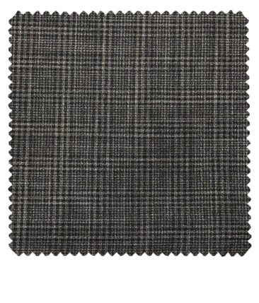 Raymond Grey Polyester Viscose Self Checks Unstitched Suiting Fabric - 3.75 Meter