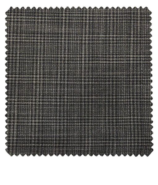 Raymond Grey Polyester Viscose Self Checks Unstitched Suiting Fabric - 3.75 Meter