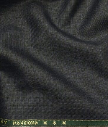 Raymond Dark Blueish Grey Polyester Viscose Self Checks Shiny Unstitched Suiting Fabric - 3.75 Meter