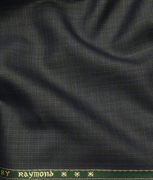 Raymond Dark Blueish Grey Polyester Viscose Self Checks Shiny Unstitched Suiting Fabric - 3.75 Meter