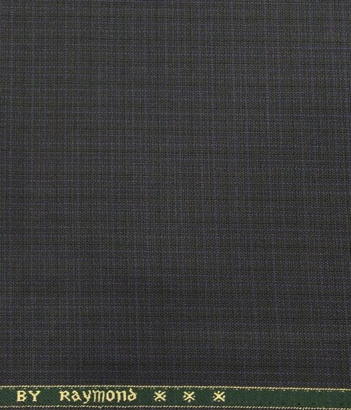 Raymond Dark Blueish Grey Polyester Viscose Self Checks Shiny Unstitched Suiting Fabric - 3.75 Meter
