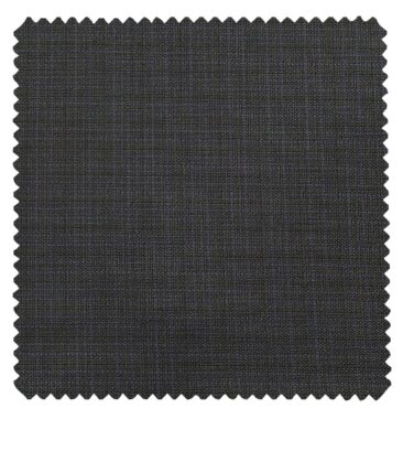 Raymond Dark Blueish Grey Polyester Viscose Self Checks Shiny Unstitched Suiting Fabric - 3.75 Meter