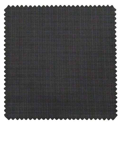 Raymond Dark Blueish Grey Polyester Viscose Self Checks Shiny Unstitched Suiting Fabric - 3.75 Meter