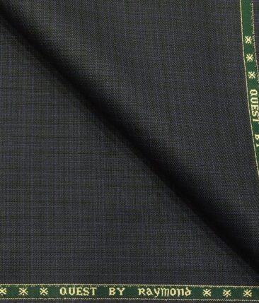 Raymond Dark Blueish Grey Polyester Viscose Self Checks Shiny Unstitched Suiting Fabric - 3.75 Meter