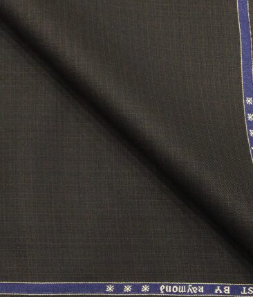 Raymond Dark Brown Polyester Viscose Self Checks Shiny Unstitched Suiting Fabric - 3.75 Meter