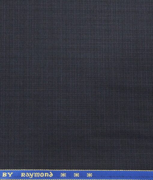 Raymond Dark Navy Blue Polyester Viscose Self Checks Shiny Unstitched Suiting Fabric - 3.75 Meter
