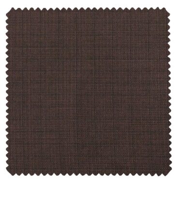 Raymond Pecan Brown Polyester Viscose Self Checks Shiny Unstitched Suiting Fabric - 3.75 Meter