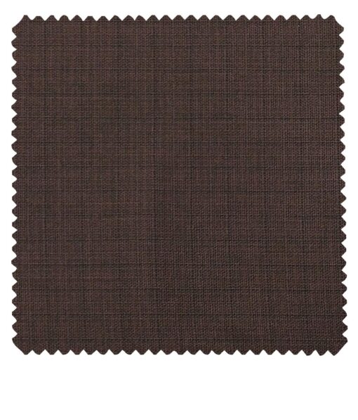 Raymond Pecan Brown Polyester Viscose Self Checks Shiny Unstitched Suiting Fabric - 3.75 Meter