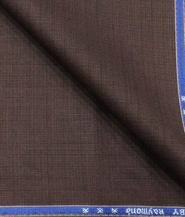 Raymond Pecan Brown Polyester Viscose Self Checks Shiny Unstitched Suiting Fabric - 3.75 Meter