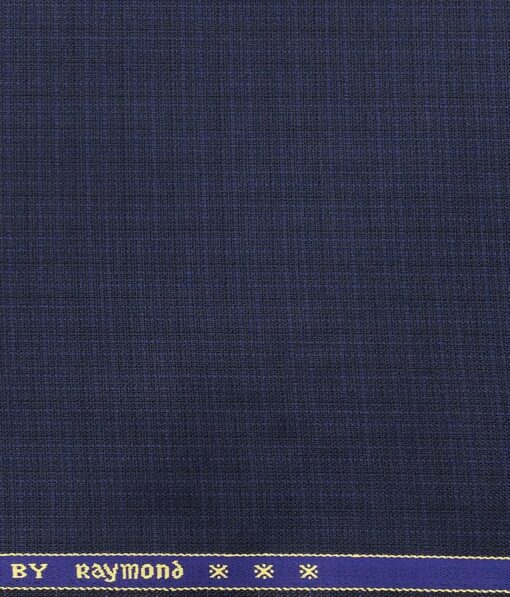Raymond  Royal Blue Polyester Viscose Self Checks Shiny Unstitched Suiting Fabric - 3.75 Meter