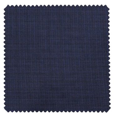 Raymond  Royal Blue Polyester Viscose Self Checks Shiny Unstitched Suiting Fabric - 3.75 Meter