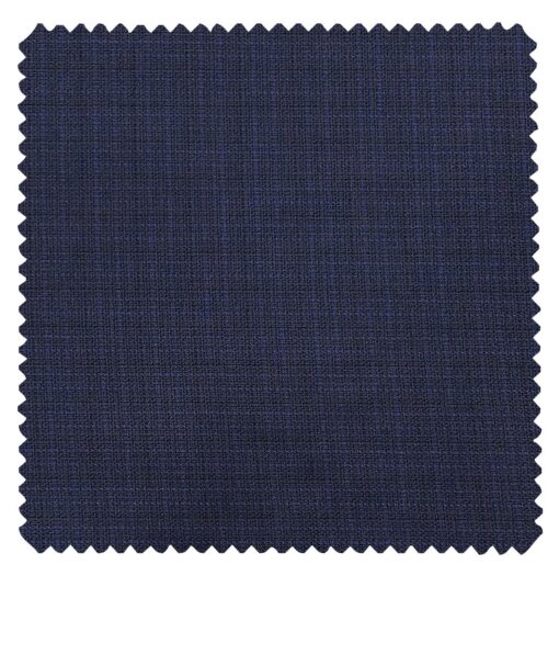 Raymond  Royal Blue Polyester Viscose Self Checks Shiny Unstitched Suiting Fabric - 3.75 Meter