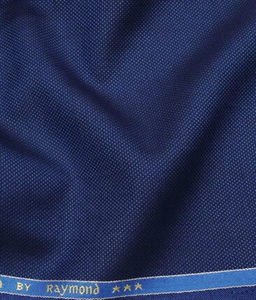 Raymond Bright Royal Blue Polyester Viscose Dotted Strcuture Unstitched Suiting Fabric - 3.75 Meter