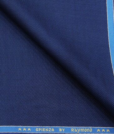 Raymond Bright Royal Blue Polyester Viscose Dotted Strcuture Unstitched Suiting Fabric - 3.75 Meter