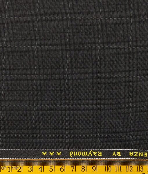 Raymond Blackish Grey Polyester Viscose Checks Unstitched Suiting Fabric - 3.75 Meter