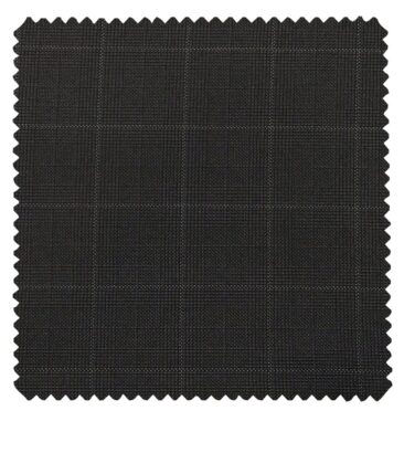 Raymond Blackish Grey Polyester Viscose Checks Unstitched Suiting Fabric - 3.75 Meter