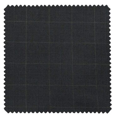 Raymond Dark Blueish Grey Polyester Viscose Checks Unstitched Suiting Fabric - 3.75 Meter