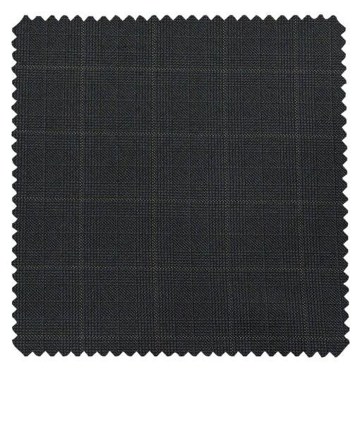 Raymond Dark Blueish Grey Polyester Viscose Checks Unstitched Suiting Fabric - 3.75 Meter