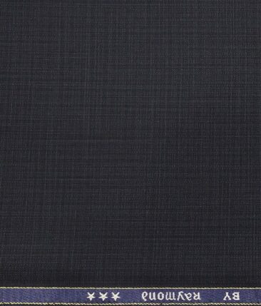 Raymond Dark Blue Polyester Viscose Self Design Unstitched Suiting Fabric - 3.75 Meter
