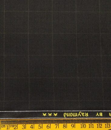 Raymond Dark Brown Polyester Viscose Checks Unstitched Suiting Fabric - 3.75 Meter
