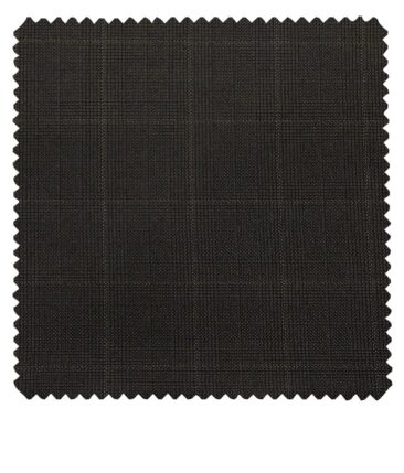 Raymond Dark Brown Polyester Viscose Checks Unstitched Suiting Fabric - 3.75 Meter