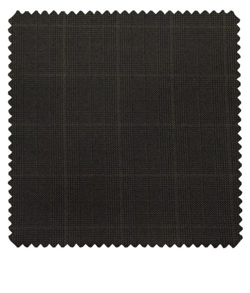 Raymond Dark Brown Polyester Viscose Checks Unstitched Suiting Fabric - 3.75 Meter