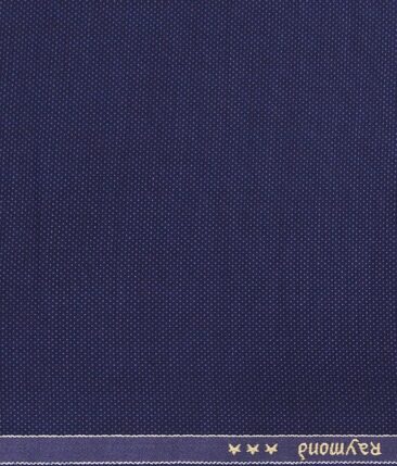 Raymond Dark Royal Blue Polyester Viscose Dotted Strcuture Unstitched Suiting Fabric - 3.75 Meter