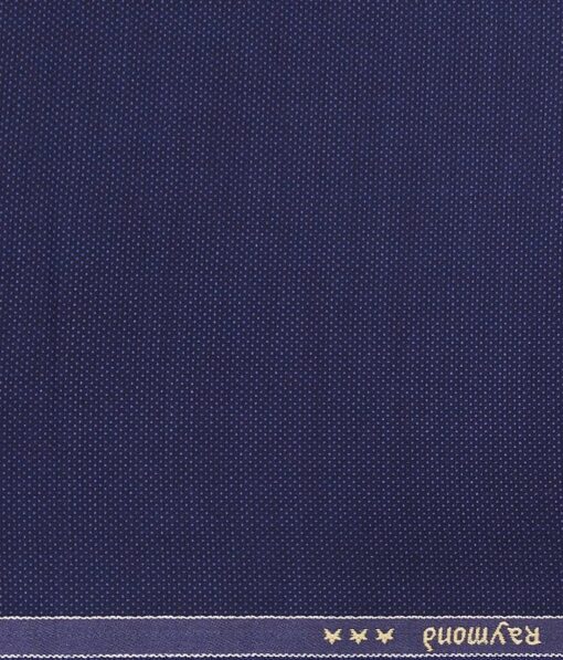 Raymond Dark Royal Blue Polyester Viscose Dotted Strcuture Unstitched Suiting Fabric - 3.75 Meter