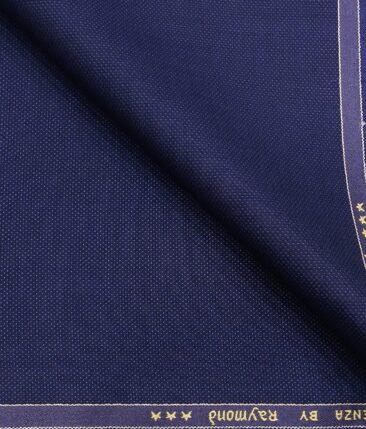 Raymond Dark Royal Blue Polyester Viscose Dotted Strcuture Unstitched Suiting Fabric - 3.75 Meter