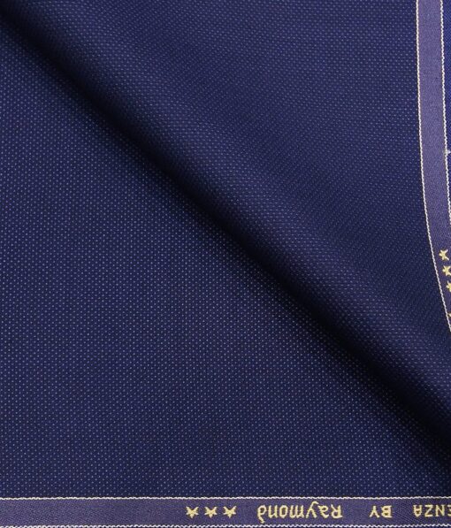 Raymond Dark Royal Blue Polyester Viscose Dotted Strcuture Unstitched Suiting Fabric - 3.75 Meter