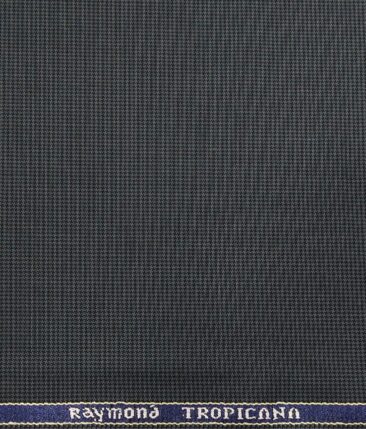 Raymond Aegean Blue Polyester Viscose Houndstooth Strcuture Unstitched Suiting Fabric - 3.75 Meter
