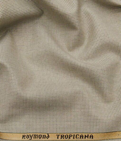 Raymond Beige Polyester Viscose Houndstooth Strcuture Unstitched Suiting Fabric - 3.75 Meter